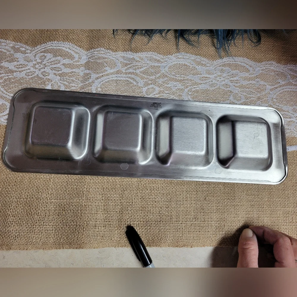 Vintage stainless steel cocktail garnish tray amco